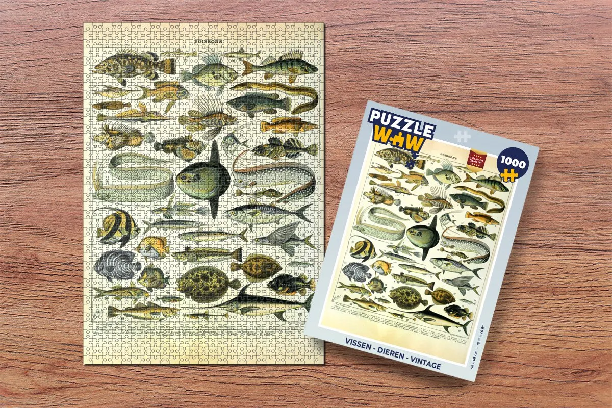 PuzzleWow Adolphe Millot Vintage Vissen Legpuzzel 1000 Stuks - Multicolor