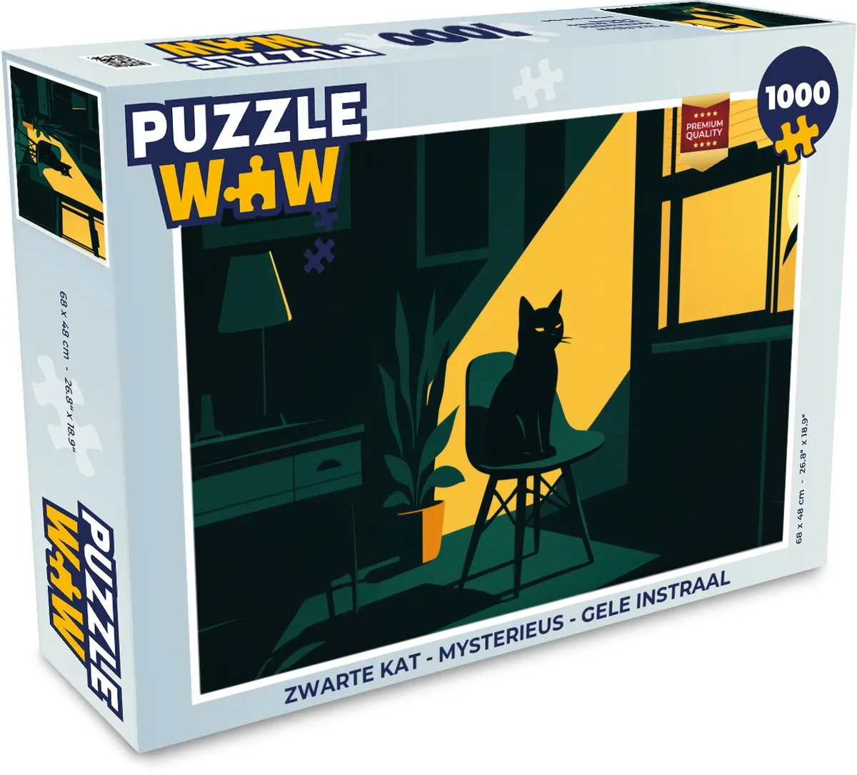PuzzleWow Legpuzzel Zwarte Kat Mysterieus 1000 Stuks