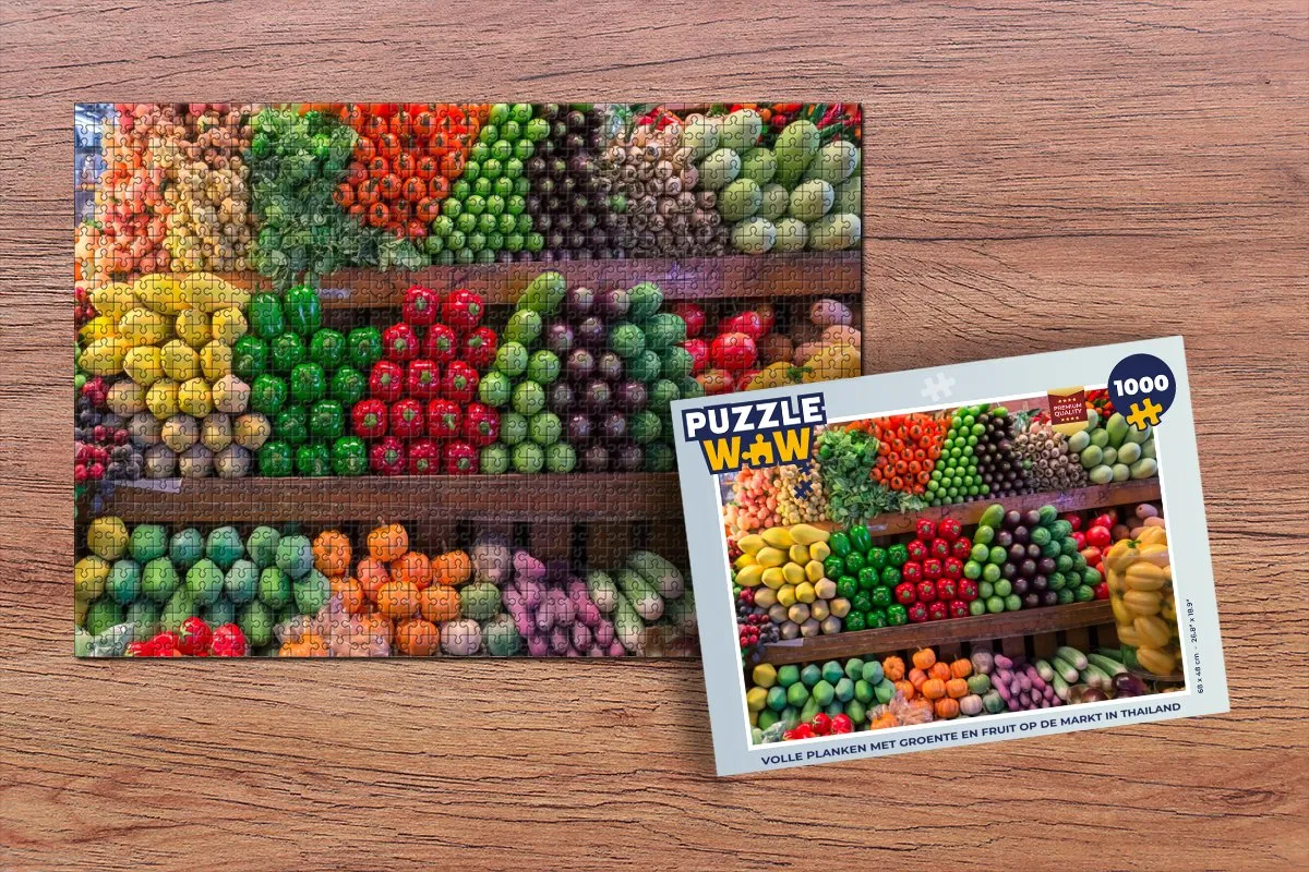 PuzzleWow Legpuzzel Groente & Fruit Thailand 1000 Stuks - Multicolor