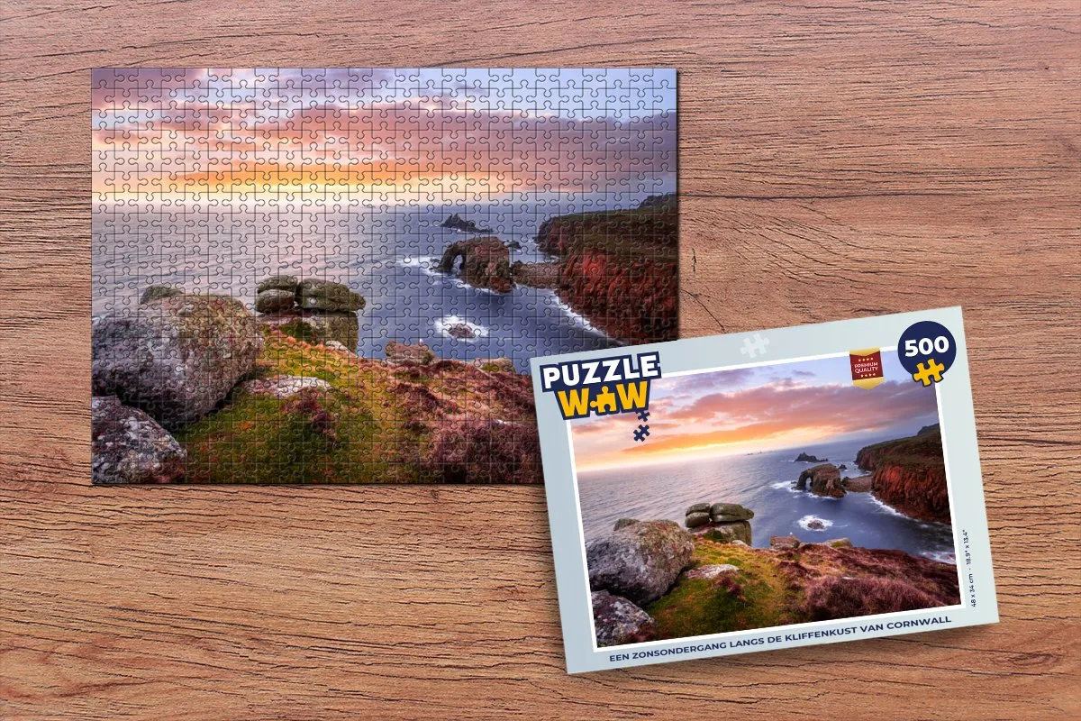 PuzzleWow Cornwall Kliffenkust Legpuzzel 500 Stuks - Multicolor
