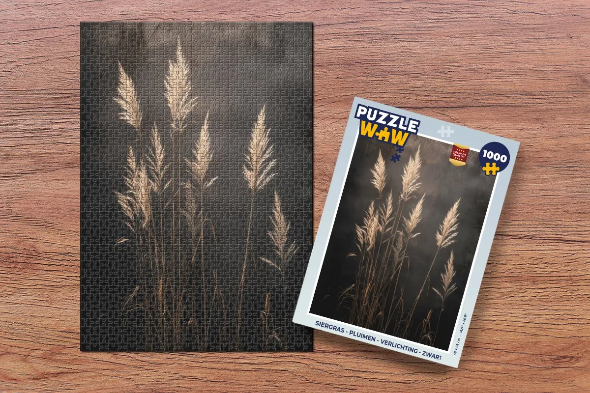 PuzzleWow Siergras Pluimen Legpuzzel 1000 Stuks - Zwart