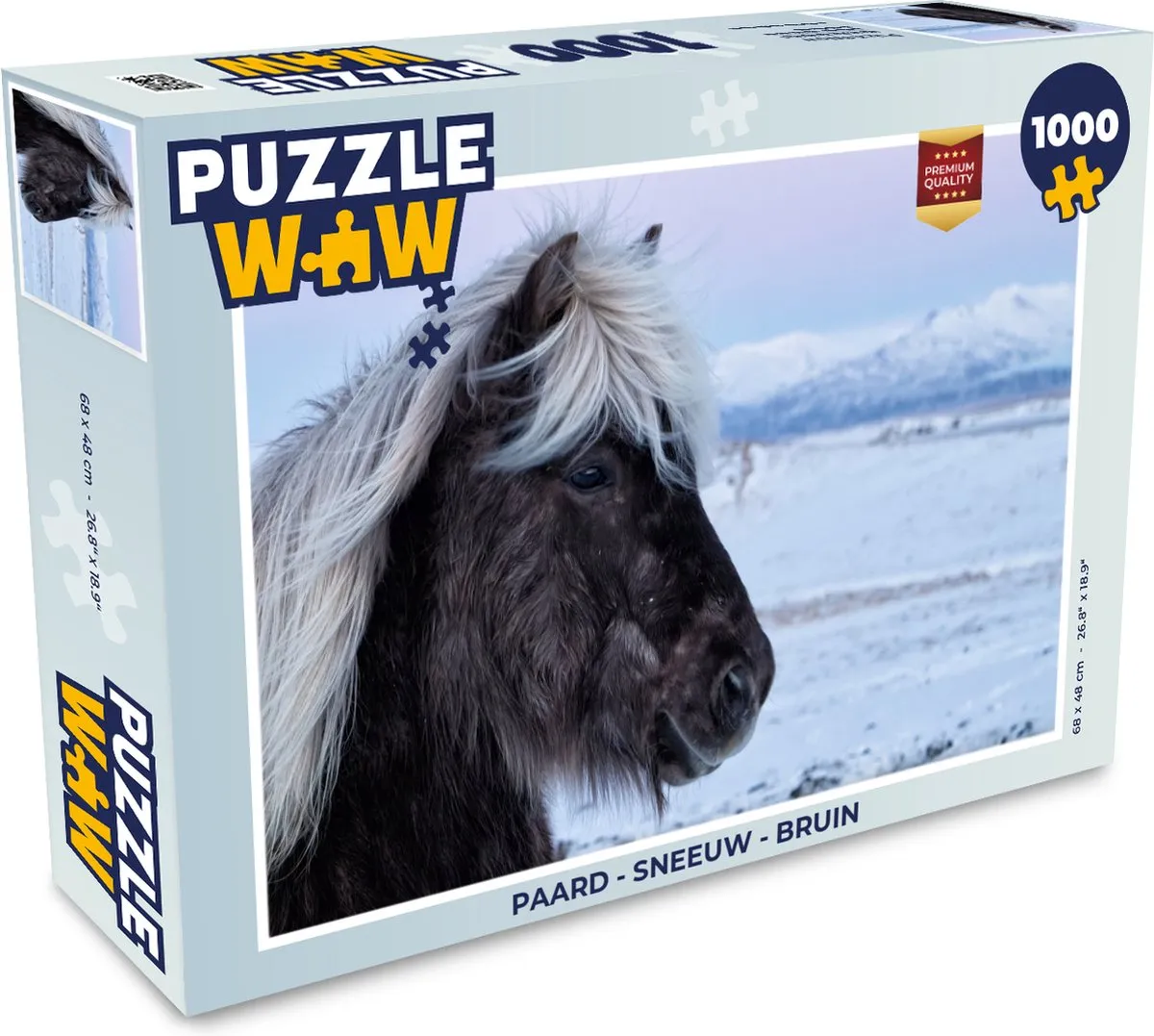 PuzzleWow Paard Sneeuw Bruin Legpuzzel 1000 Stuks
