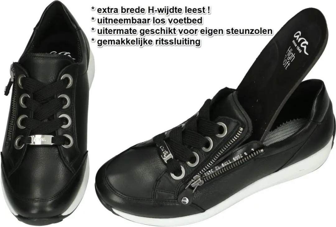 Ara -Dames - zwart - sneakers - maat 41.5