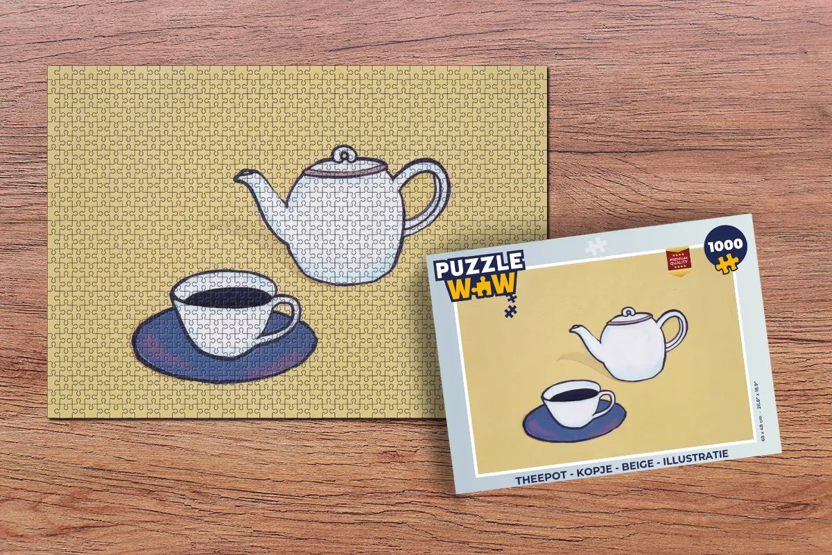 PuzzleWow Theepot Legpuzzel 1000 Stuks - Beige
