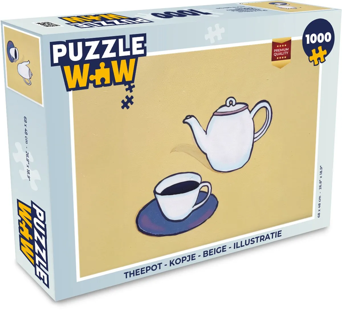 PuzzleWow Theepot Legpuzzel 1000 Stuks - Beige
