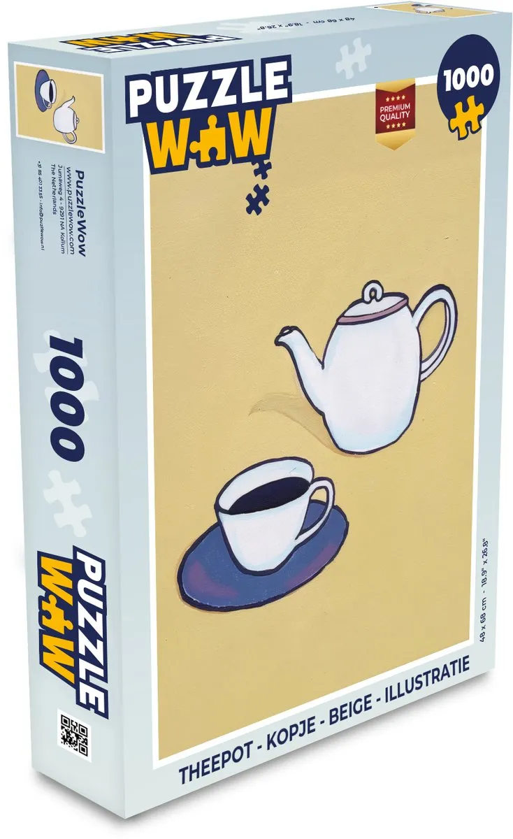 PuzzleWow Theepot Legpuzzel 1000 Stuks - Beige