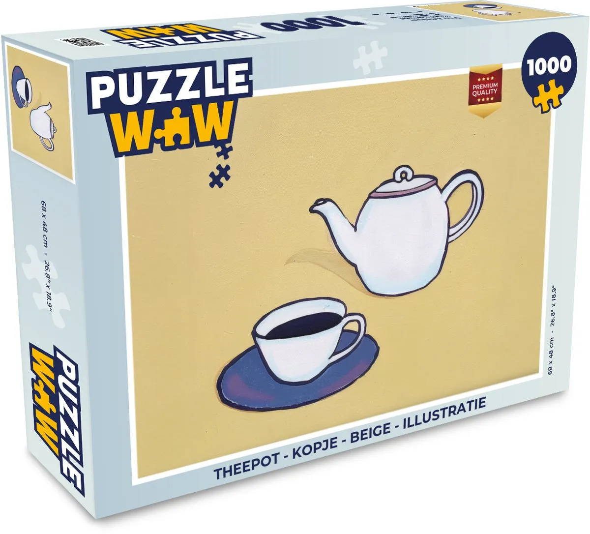 PuzzleWow Theepot Legpuzzel 1000 Stuks - Beige