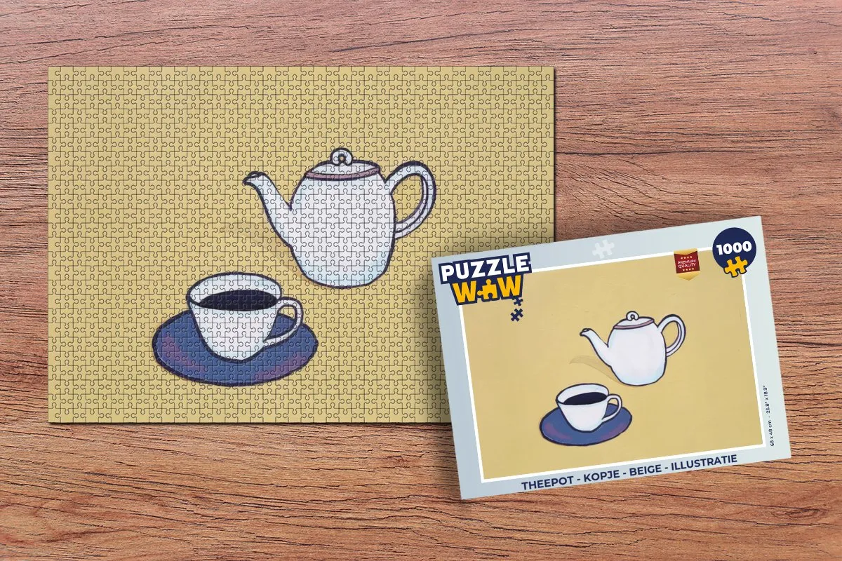 PuzzleWow Theepot Legpuzzel 1000 Stuks - Beige