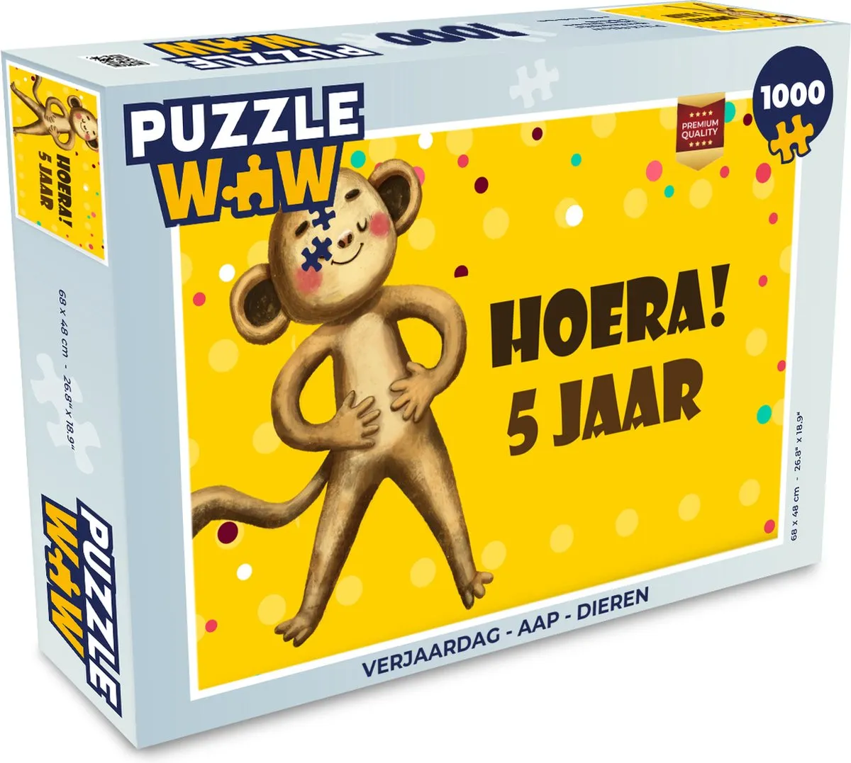 PuzzleWow Aap Legpuzzel 1000 Stuks - Multicolor