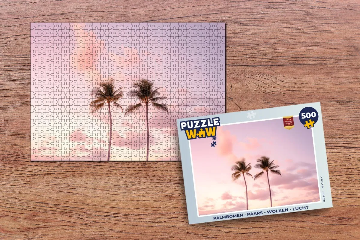 PuzzleWow Legpuzzel Palmbomen 500 Stuks - Paars