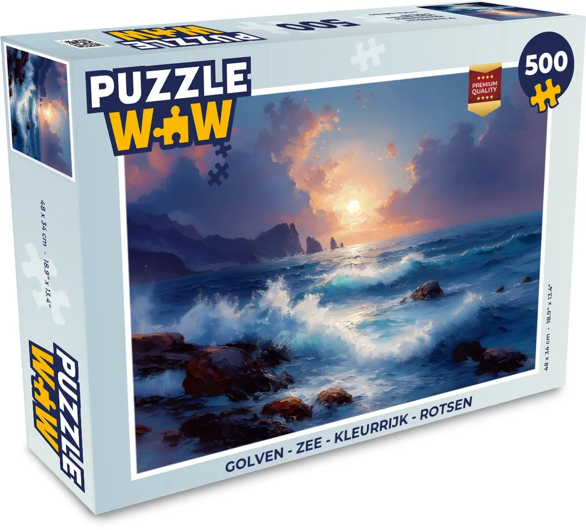 PuzzleWow Golven & Rotsen Legpuzzel 500 Stuks - Kleurrijk