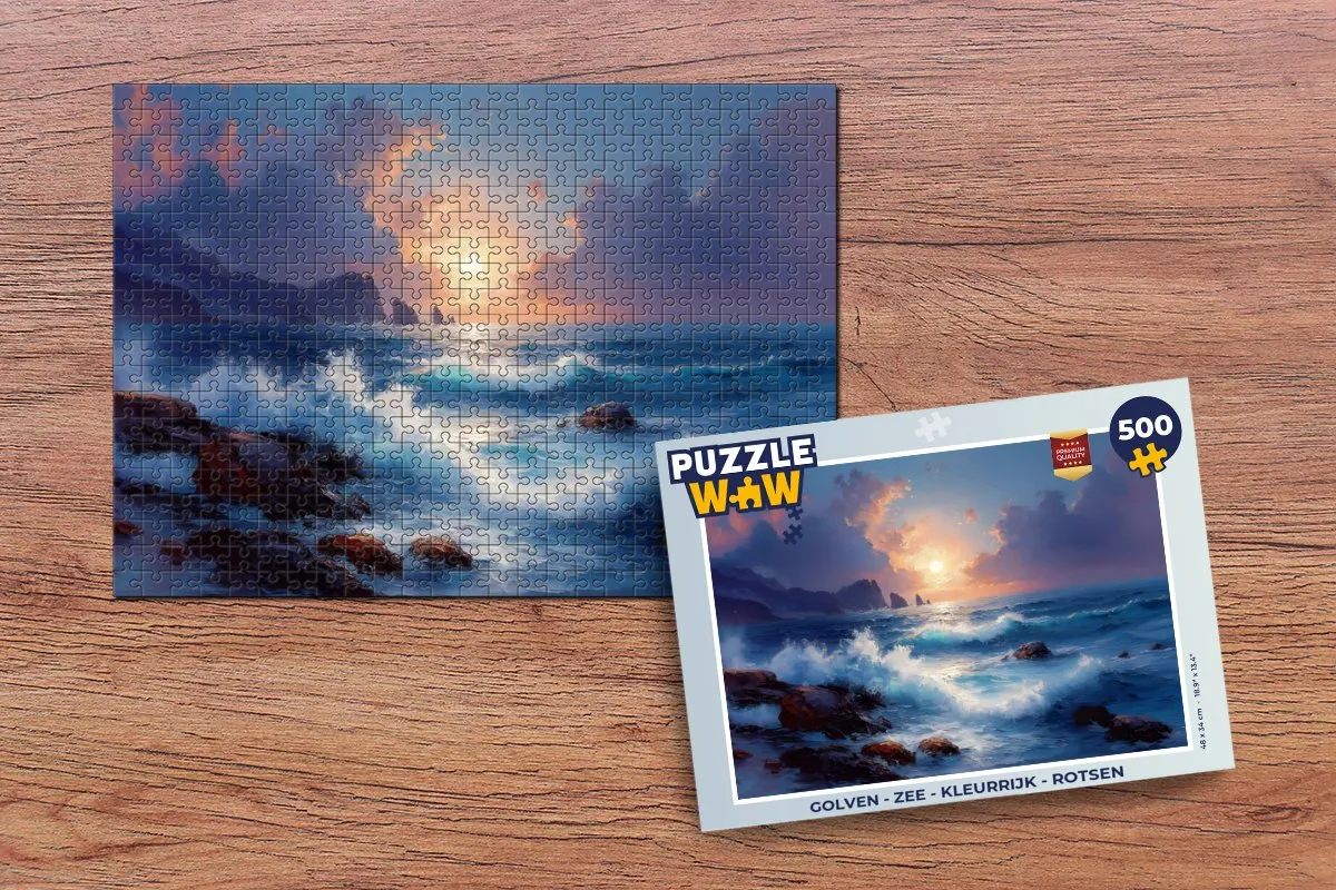 PuzzleWow Golven & Rotsen Legpuzzel 500 Stuks - Kleurrijk