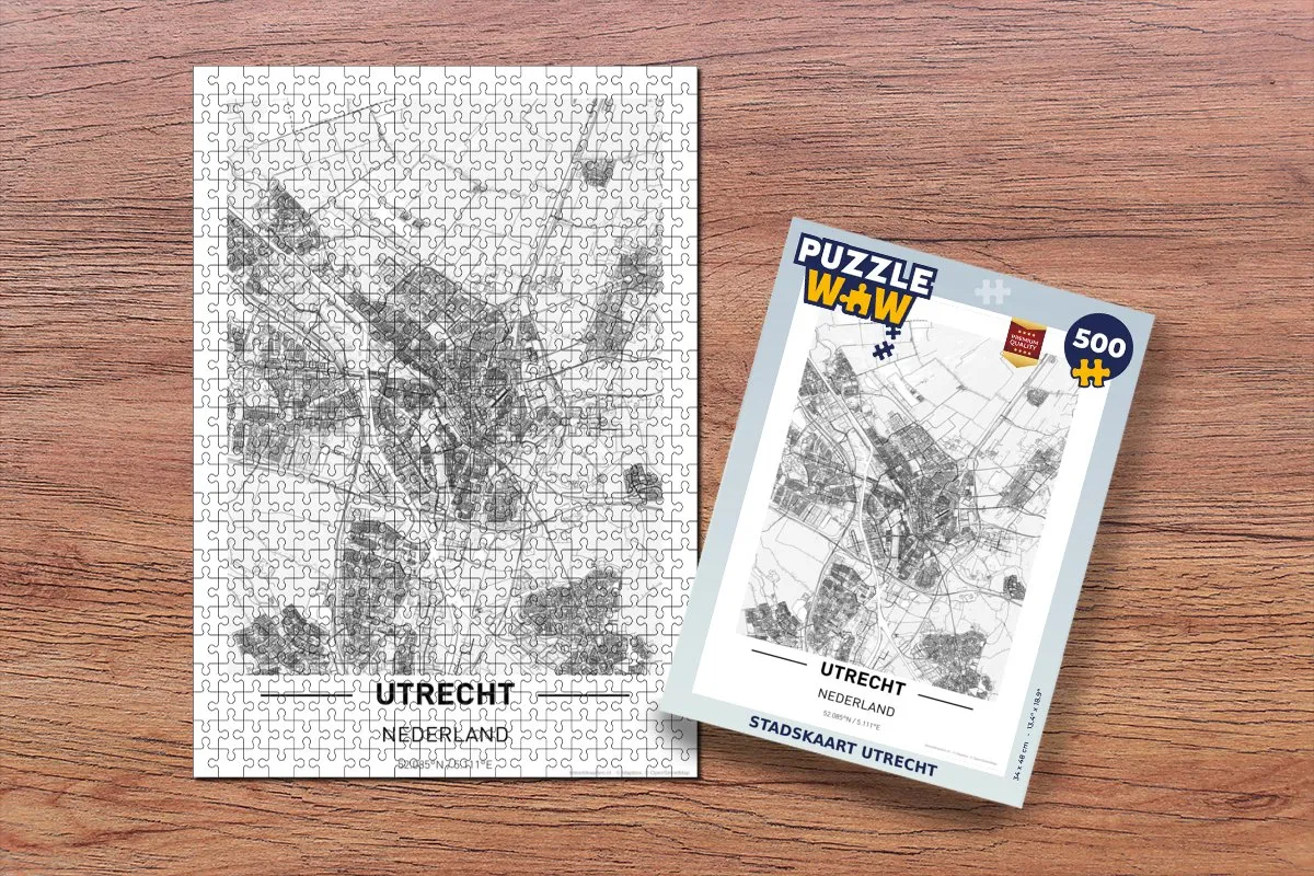 PuzzleWow Stadskaart Utrecht Legpuzzel 500 Stuks - Multicolor