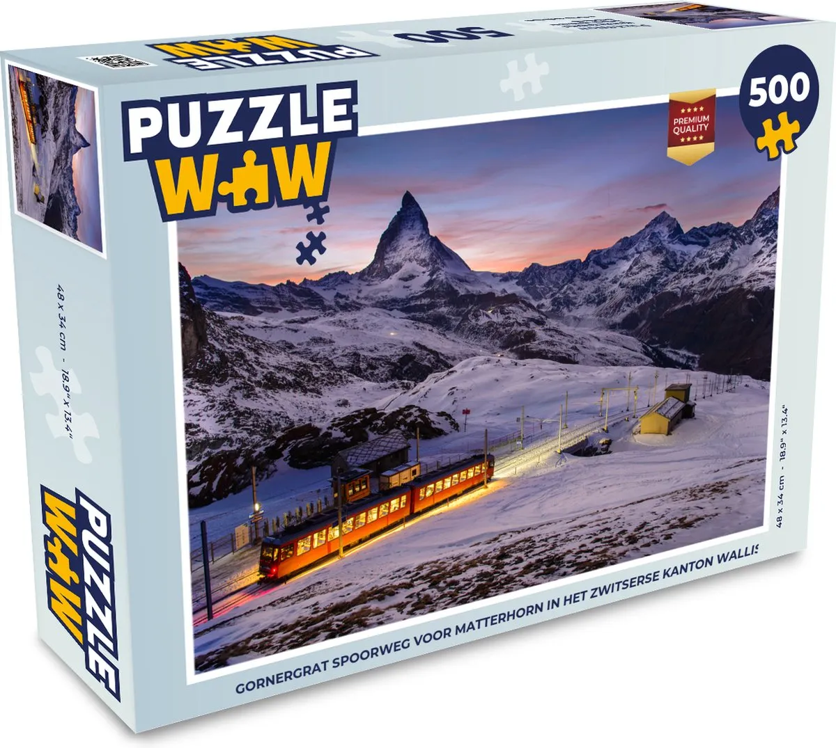 PuzzleWow Gornergrat Spoorweg Matterhorn Puzzel 500 Stuks - Multicolor