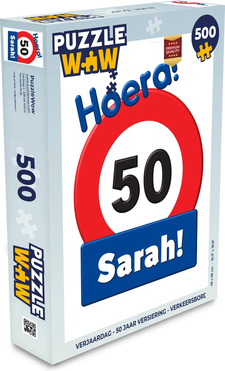 PuzzleWow Verjaardag Verkeersbord Legpuzzel 500 Stuks - Multicolor
