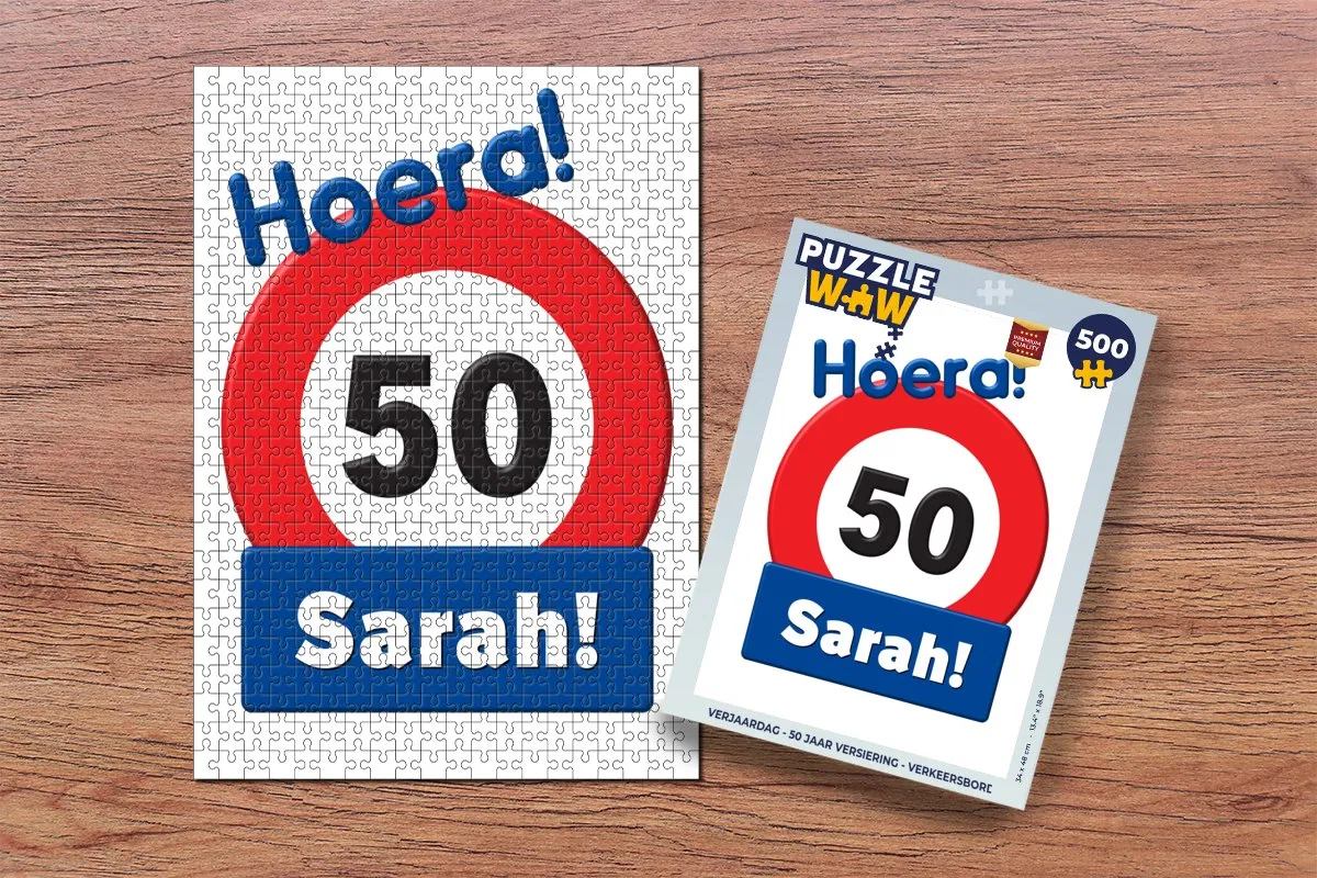 PuzzleWow Verjaardag Verkeersbord Legpuzzel 500 Stuks - Multicolor