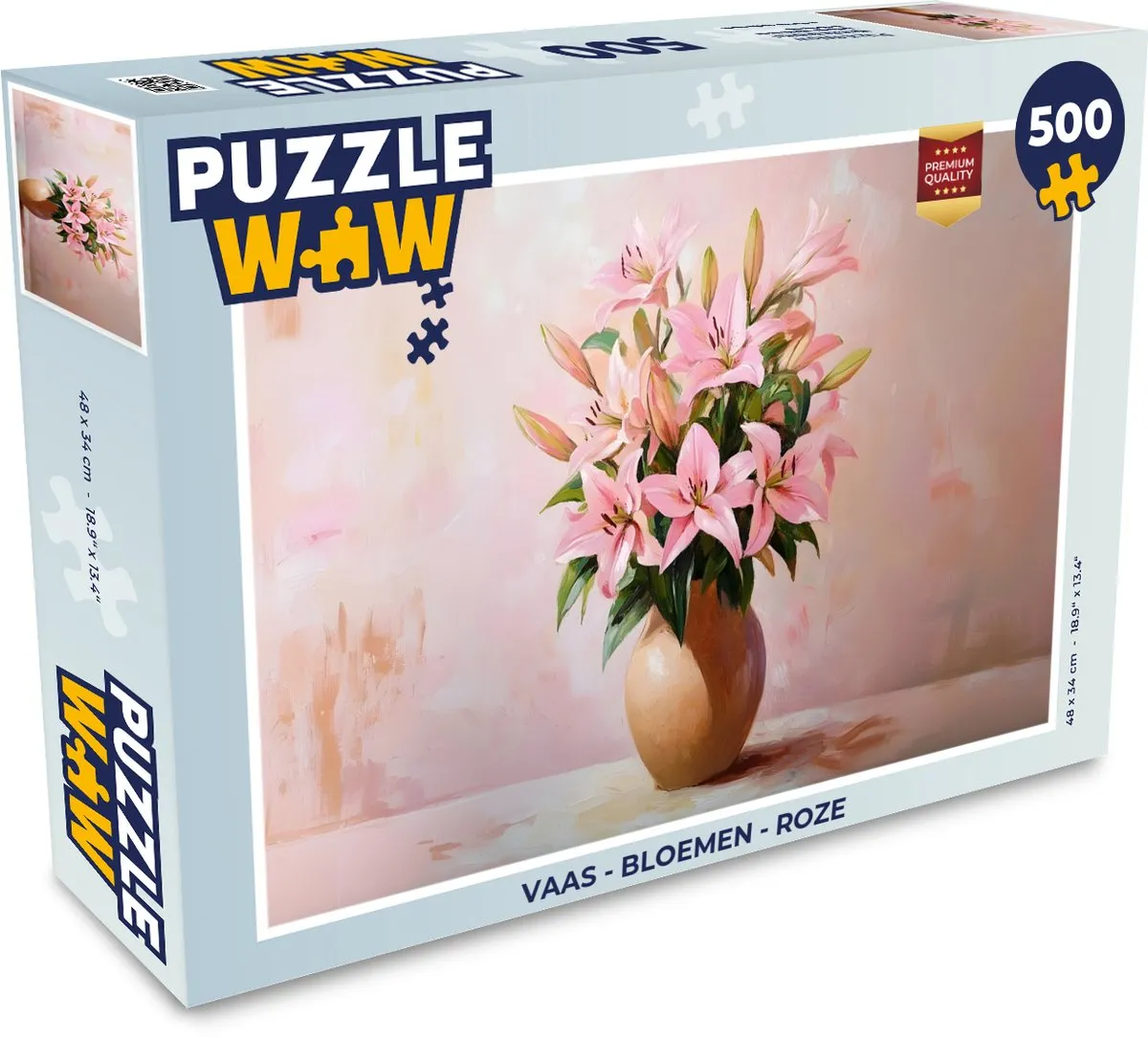 PuzzleWow Vaas Bloemen Legpuzzel 500 Stuks - Roze