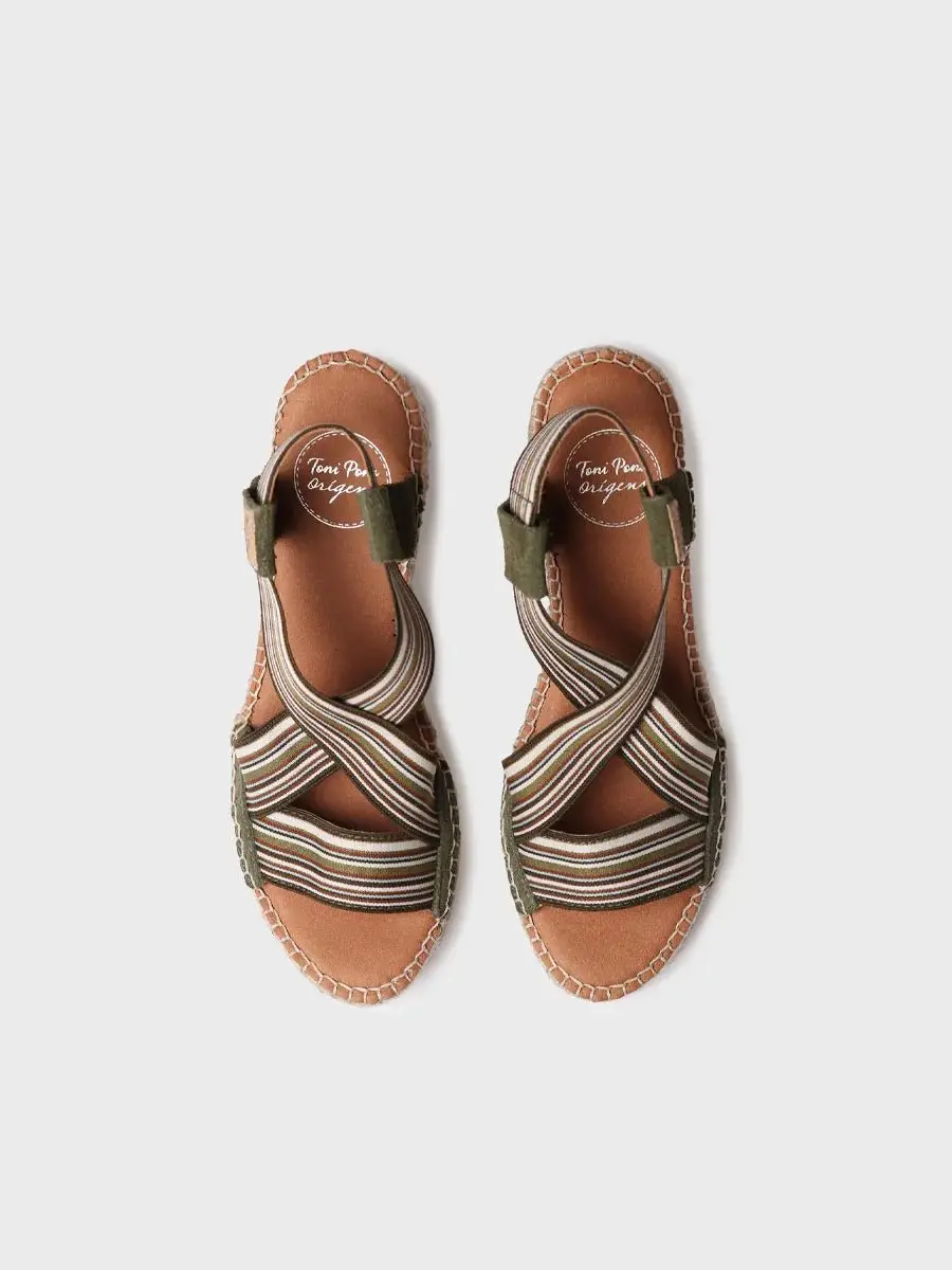Dames espadrille met sleehak en elastische banden