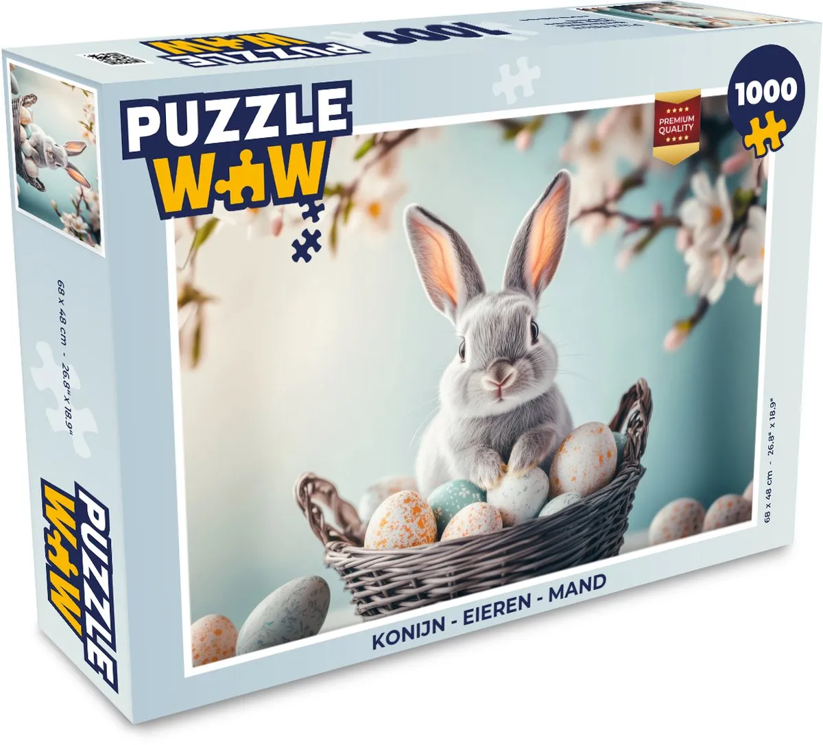 PuzzleWow Konijn Mand Legpuzzel 1000 Stuks