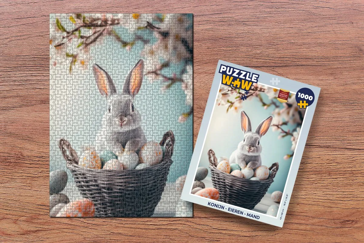 PuzzleWow Konijn Mand Legpuzzel 1000 Stuks