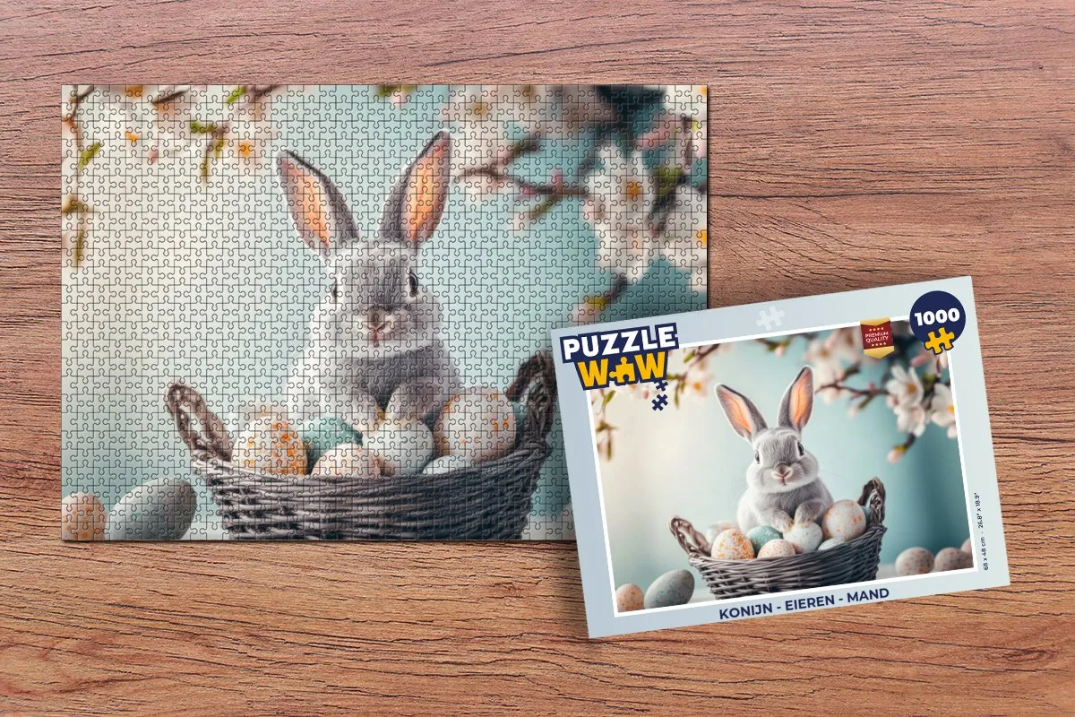 PuzzleWow Konijn Mand Legpuzzel 1000 Stuks