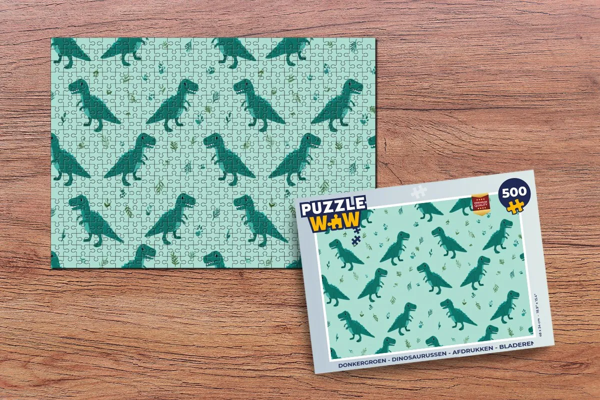 PuzzleWow Dinosaurussen Legpuzzel 500 Stuks - Donkergroen