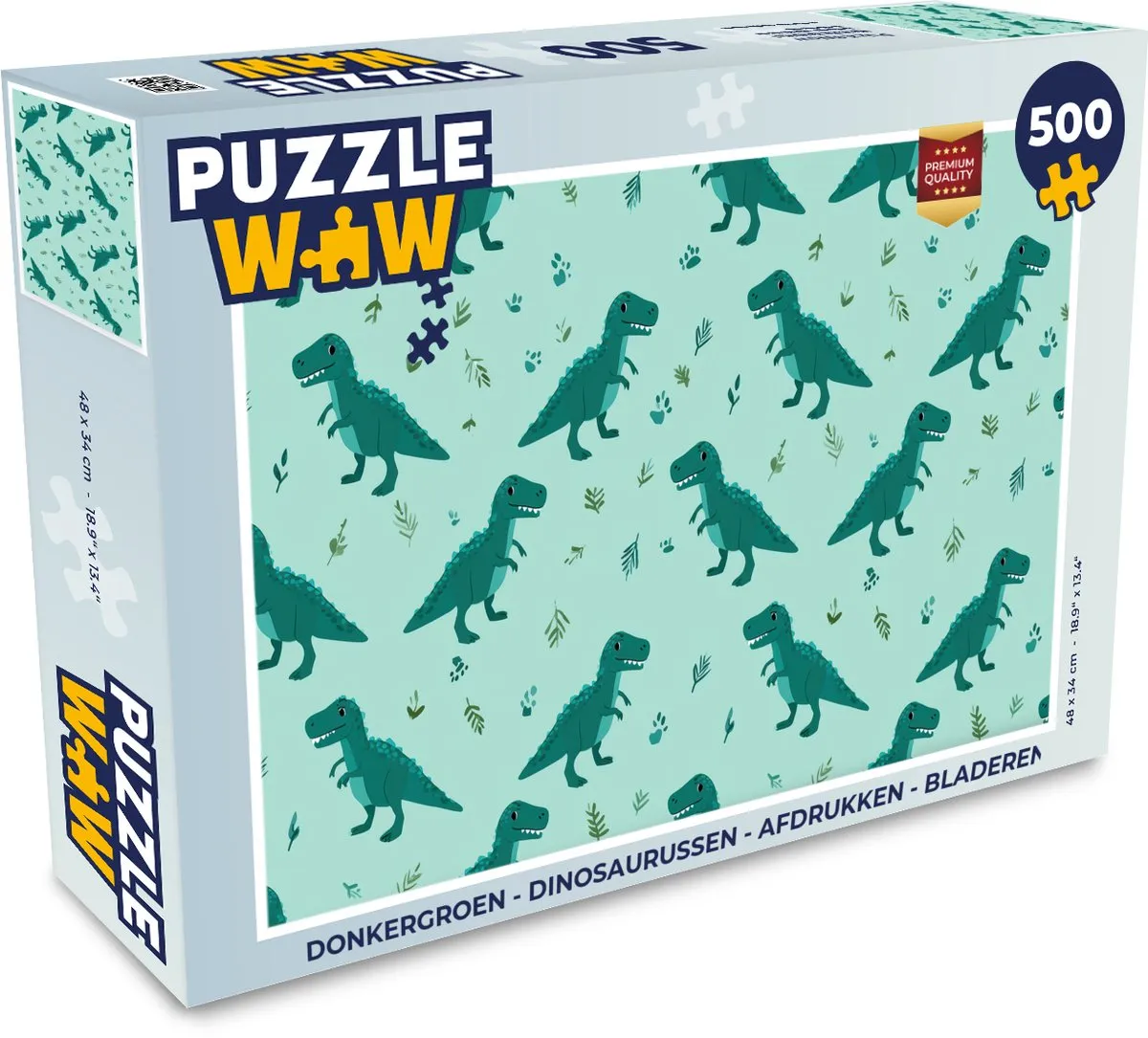 PuzzleWow Dinosaurussen Legpuzzel 500 Stuks - Donkergroen