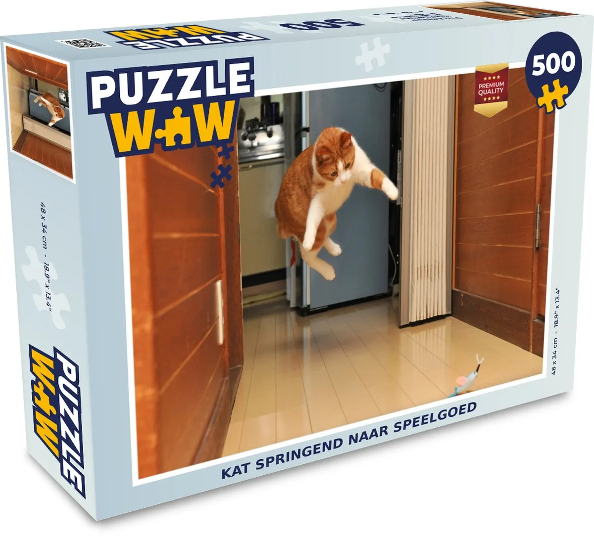 PuzzleWow Kat Spring Legpuzzel 500 Stuks - Multicolor