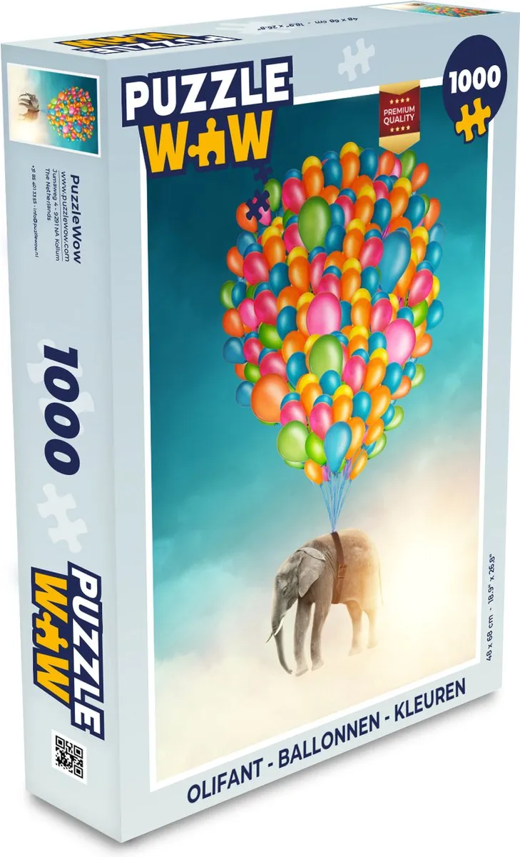PuzzleWow Olifant Ballonnen Legpuzzel 1000 Stuks - Multicolor