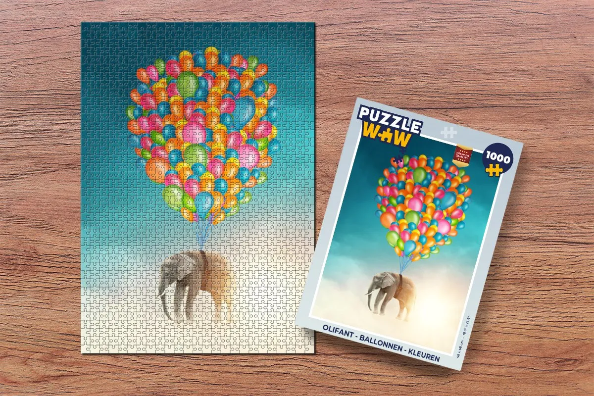 PuzzleWow Olifant Ballonnen Legpuzzel 1000 Stuks - Multicolor