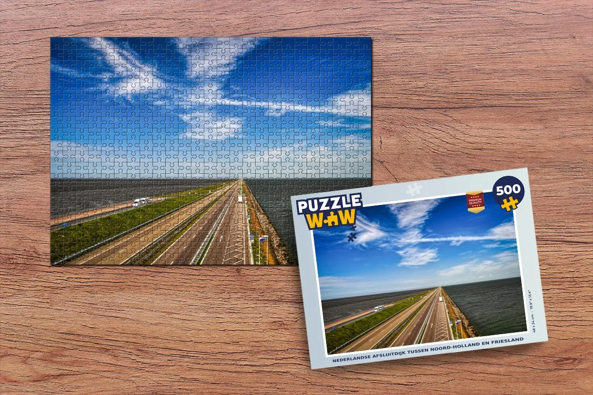 PuzzleWow Nederlandse Afsluitdijk Legpuzzel 500 Stuks - Multicolor