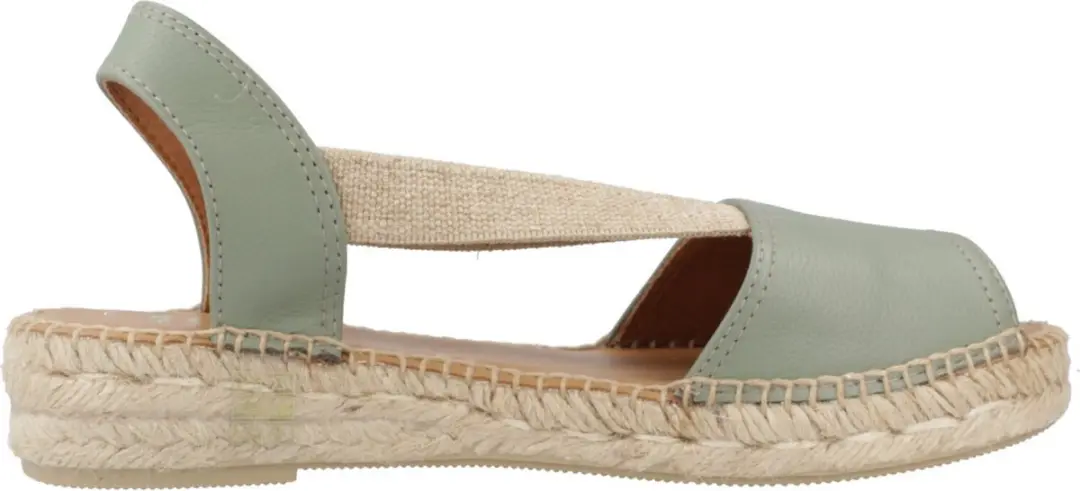 Platte leren sandaal met elastische bandjes