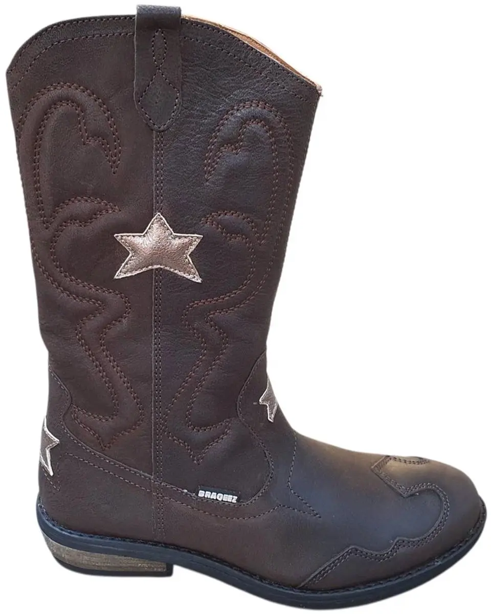 Braqeez Meisjes Cowboyboots - Bruin Suède - afbeelding 5 van 6
