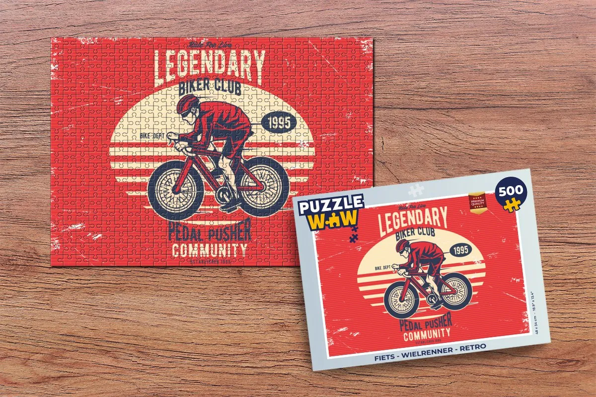 PuzzleWow Wielrenner Retro Legpuzzel 500 Stuks - Multicolor