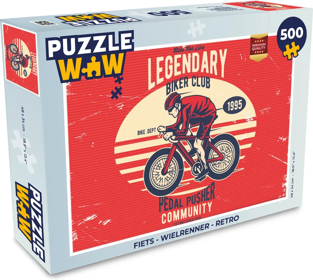 PuzzleWow Wielrenner Retro Legpuzzel 500 Stuks - Multicolor
