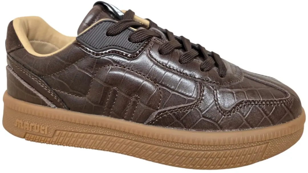 Maruti Yale Leather Croco Brown D66 Sneakesr Bruin Leer Crocoprint Dames