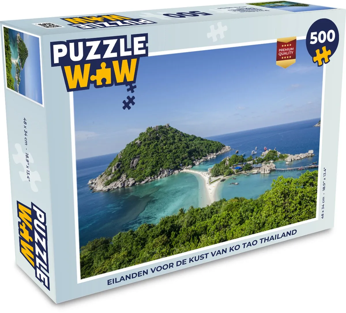 PuzzleWow Eilanden voor de kust van Ko Tao Thailand Legpuzzel 500 Stuks - Multicolor