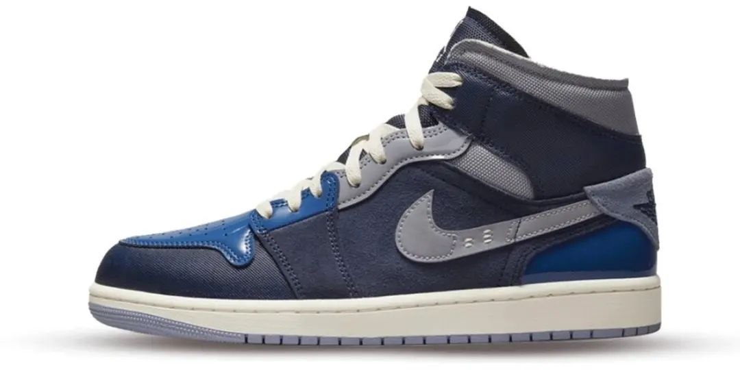 Air Jordan 1 Mid SE Craft Herenschoenen, 47, Obsidian/French Blue/Ashen Slate/Wi