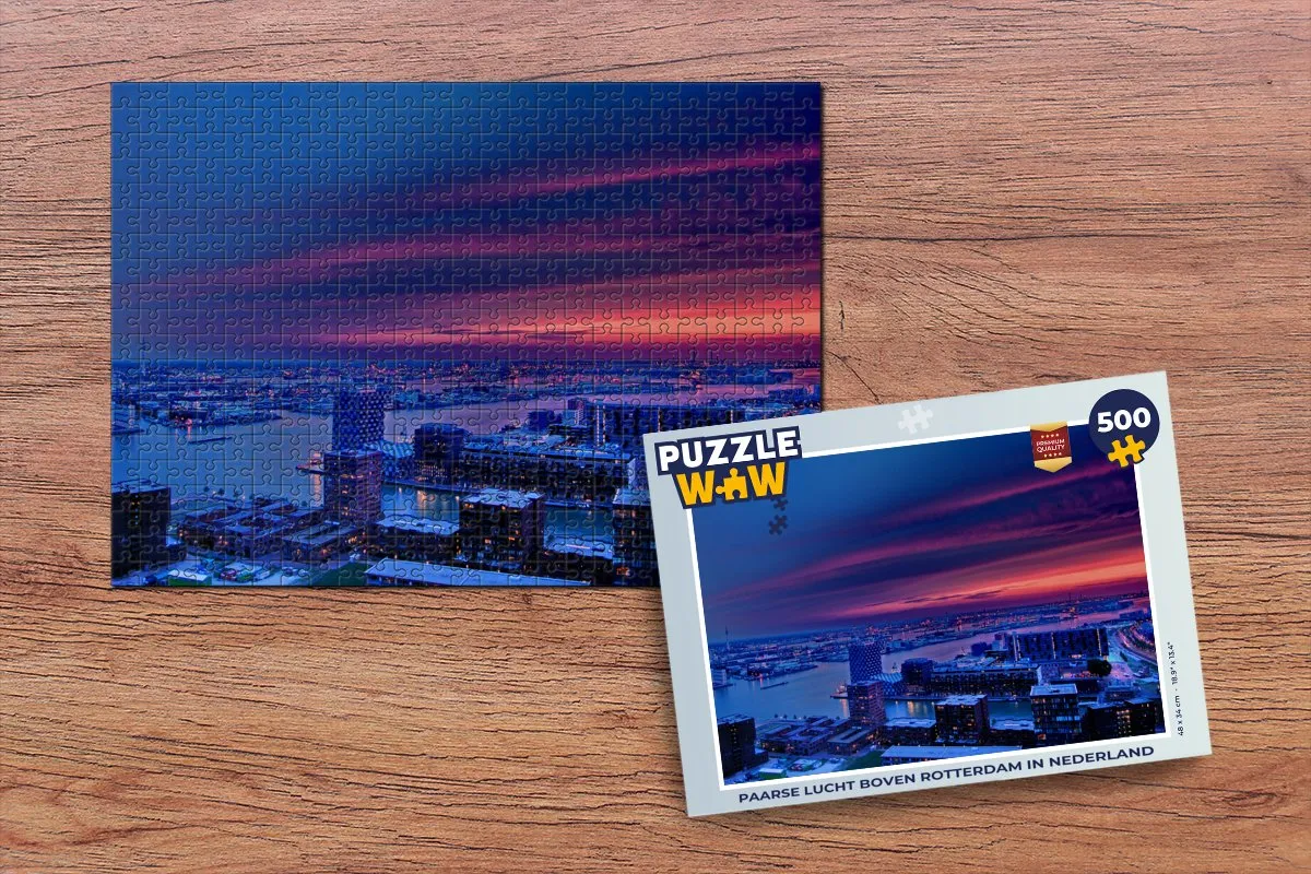 PuzzleWow Rotterdam Lucht Legpuzzel 500 Stuks - Roze