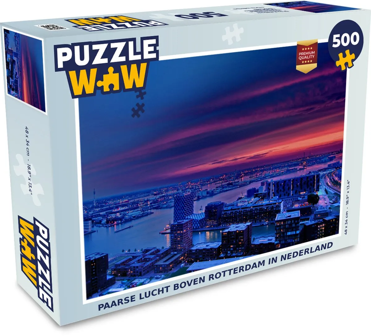 PuzzleWow Rotterdam Lucht Legpuzzel 500 Stuks - Roze