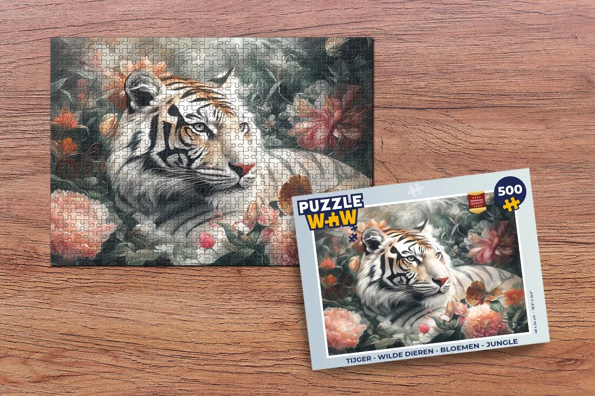 PuzzleWow Legpuzzel 500 Stuks - Tijger Wilde Dieren Multicolor