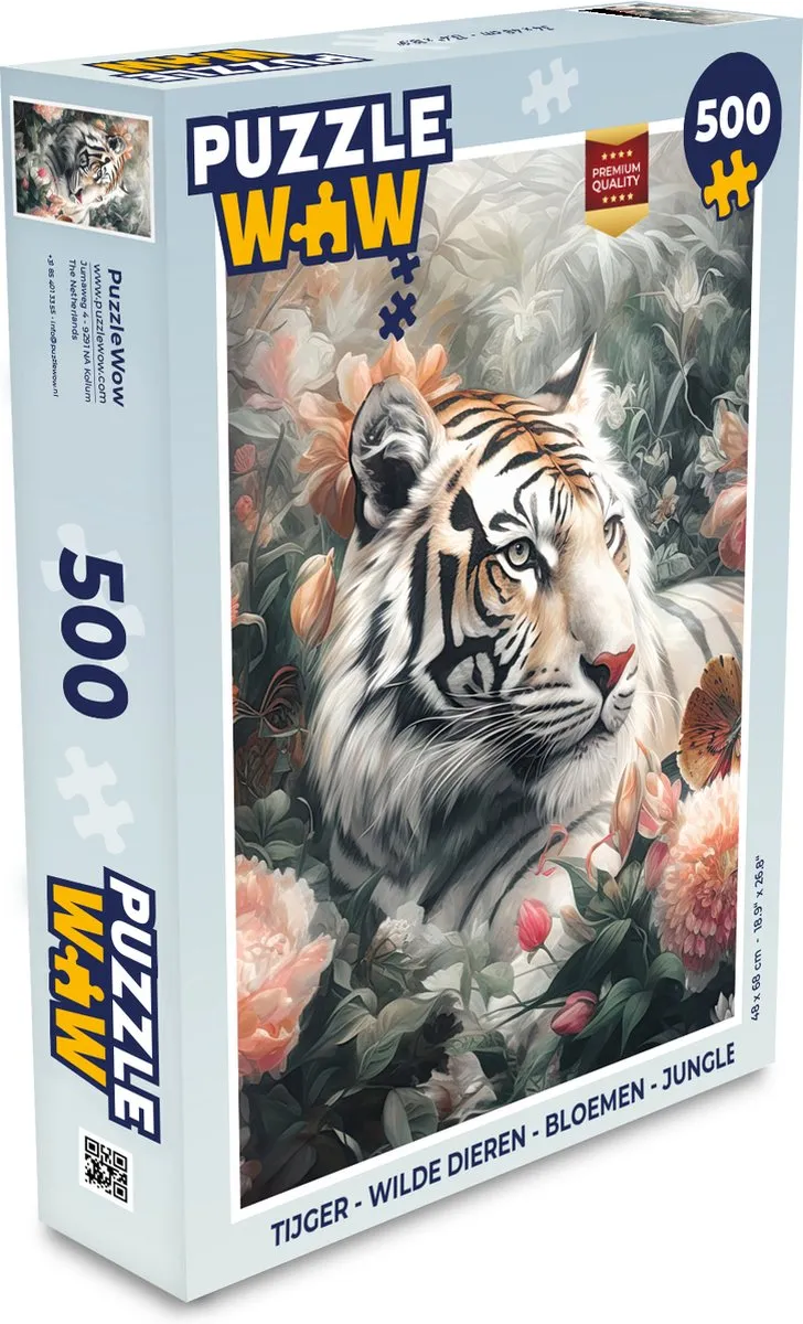 PuzzleWow Legpuzzel 500 Stuks - Tijger Wilde Dieren Multicolor