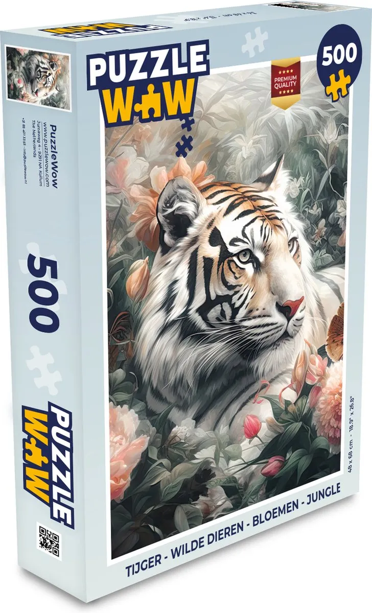 PuzzleWow Legpuzzel 500 Stuks - Tijger Wilde Dieren Multicolor