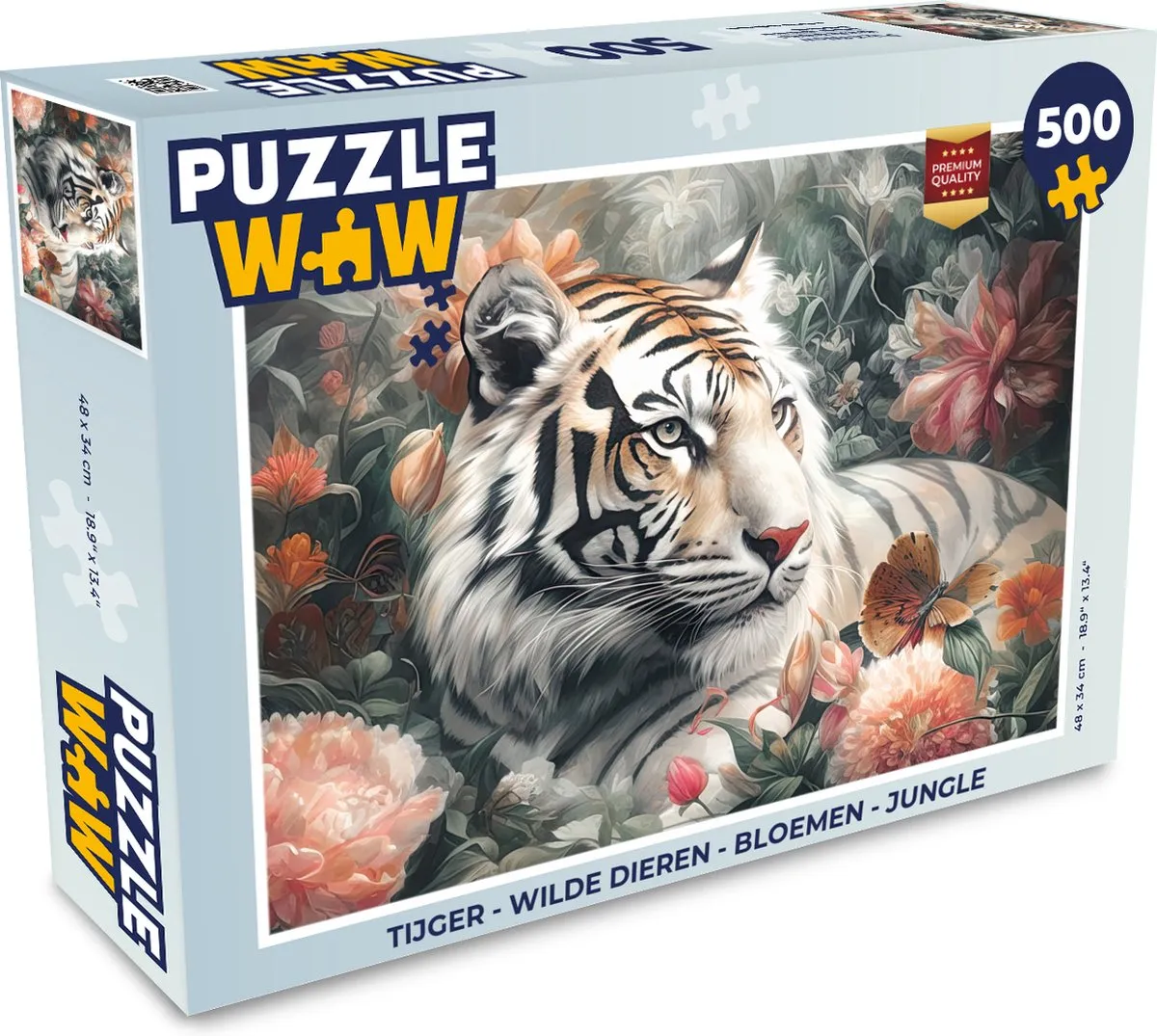 PuzzleWow Legpuzzel 500 Stuks - Tijger Wilde Dieren Multicolor