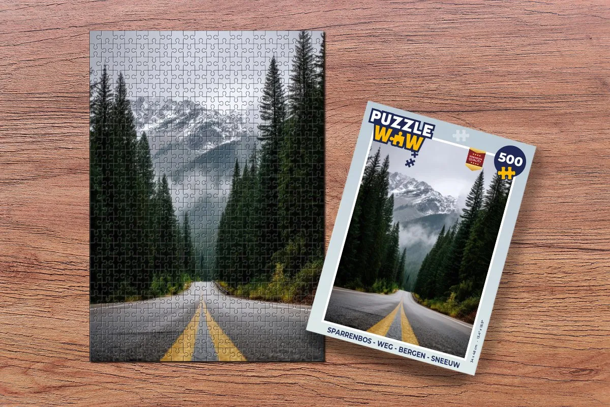 PuzzleWow Sparrenbos Weg Bergen Legpuzzel 500 Stuks