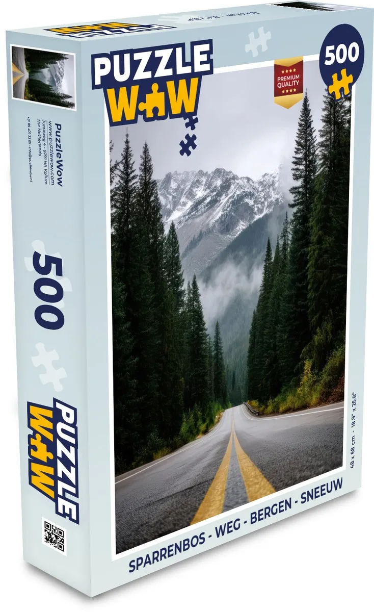 PuzzleWow Sparrenbos Weg Bergen Legpuzzel 500 Stuks
