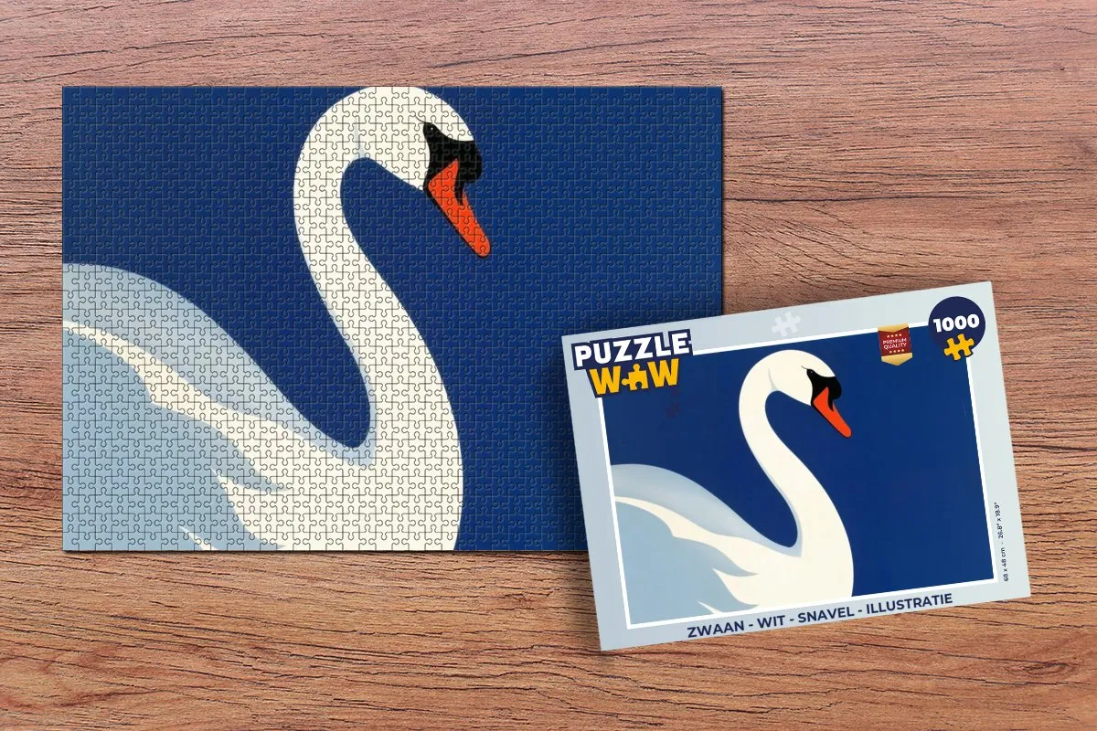 PuzzleWow Zwaan Legpuzzel 1000 Stukjes - Wit