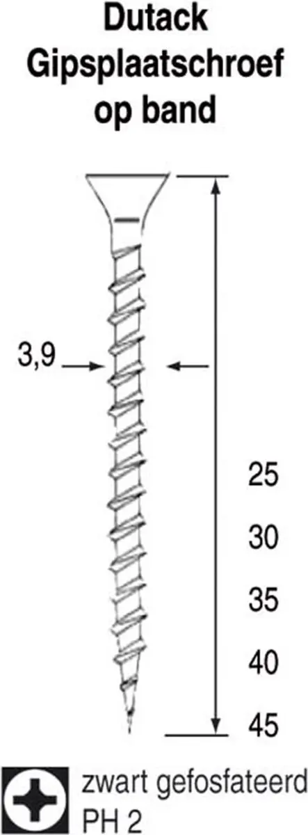 Dutack Fasteners Snelbouwschroef op band 3,9x40mm PH 2