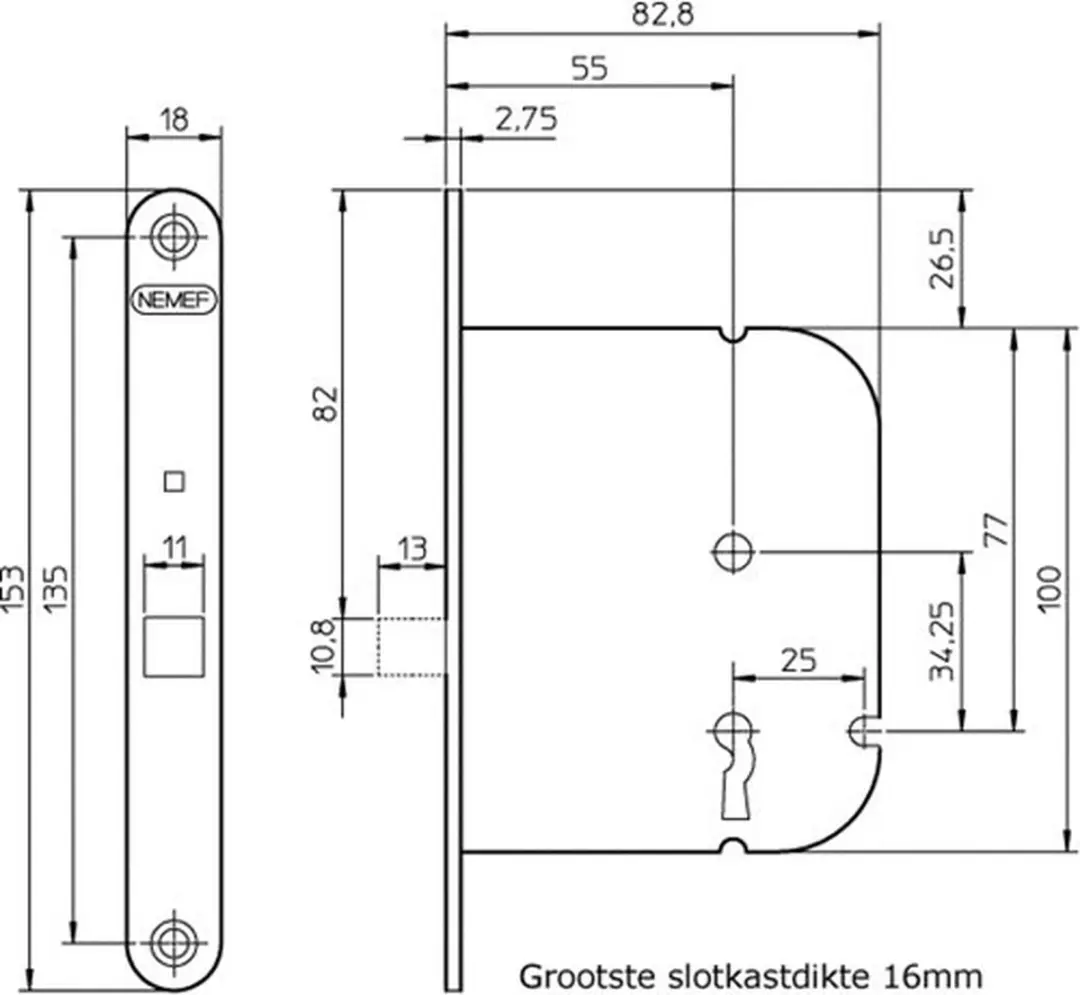 Nemef 1436 Insteekslot - Lichtgrijs - 55mm - afbeelding 3 van 6