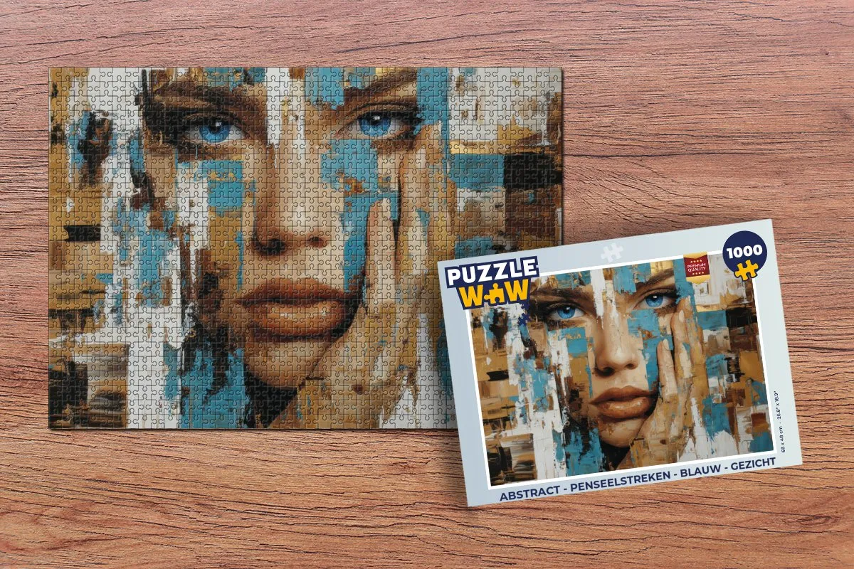 PuzzleWow Abstract Penseelstreken Legpuzzel 1000 Stuks - Blauw